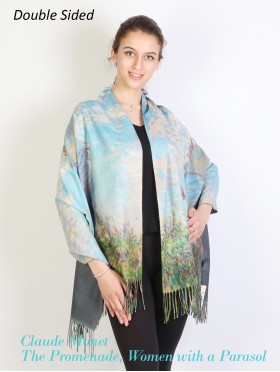Women with a Parasol Double-sided Oil Painting Design Fashion Scarf